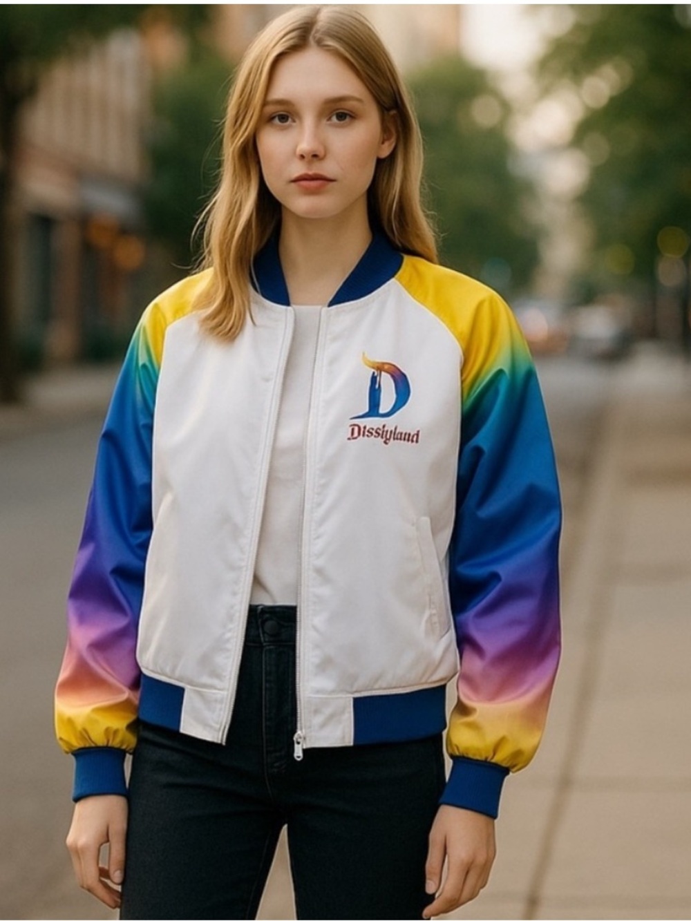 DISNEY PARKS DISNEYLAND OMBRE Rainbow Bomber Jacket UNISEX
